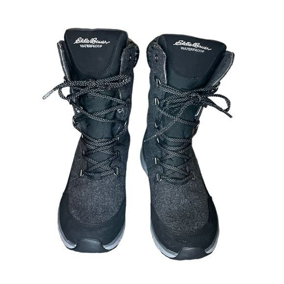 Eddie Bauer Waterproof Laurel Lace Boots Size 9 Dark Smoke Black Grey Snow Moon - Picture 2 of 9